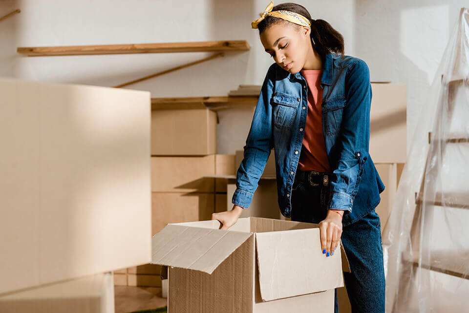 A woman relocating
