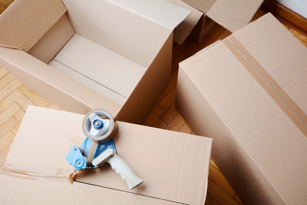 Packages and a tape gun