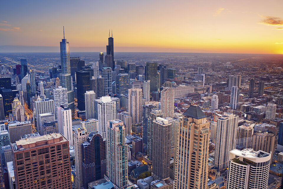 A plane view of the buildings 
