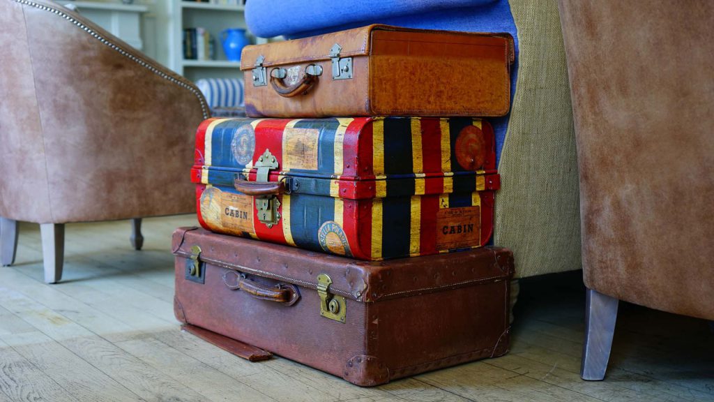 A pile of suitcases