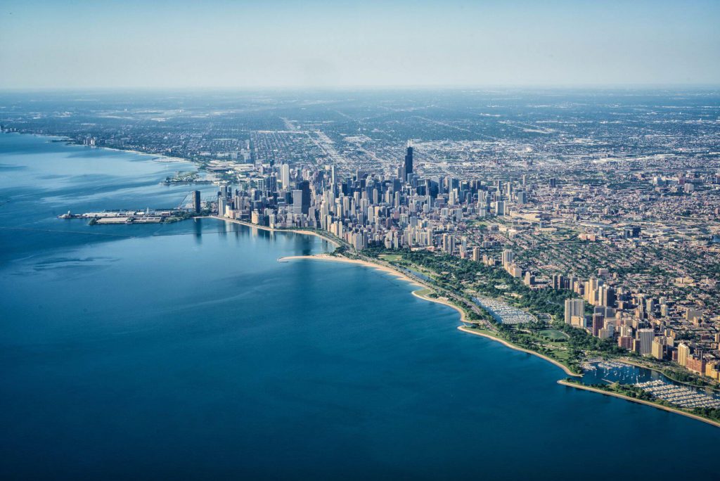 A photograph of Chitown from the sky
