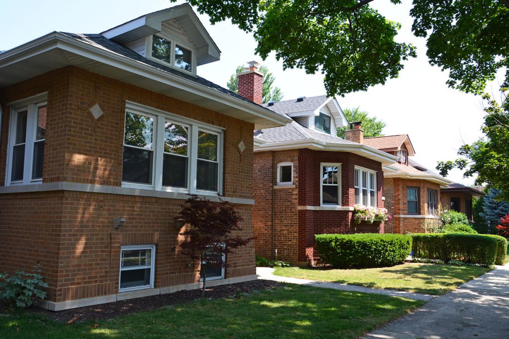 Suburban houses in red brick