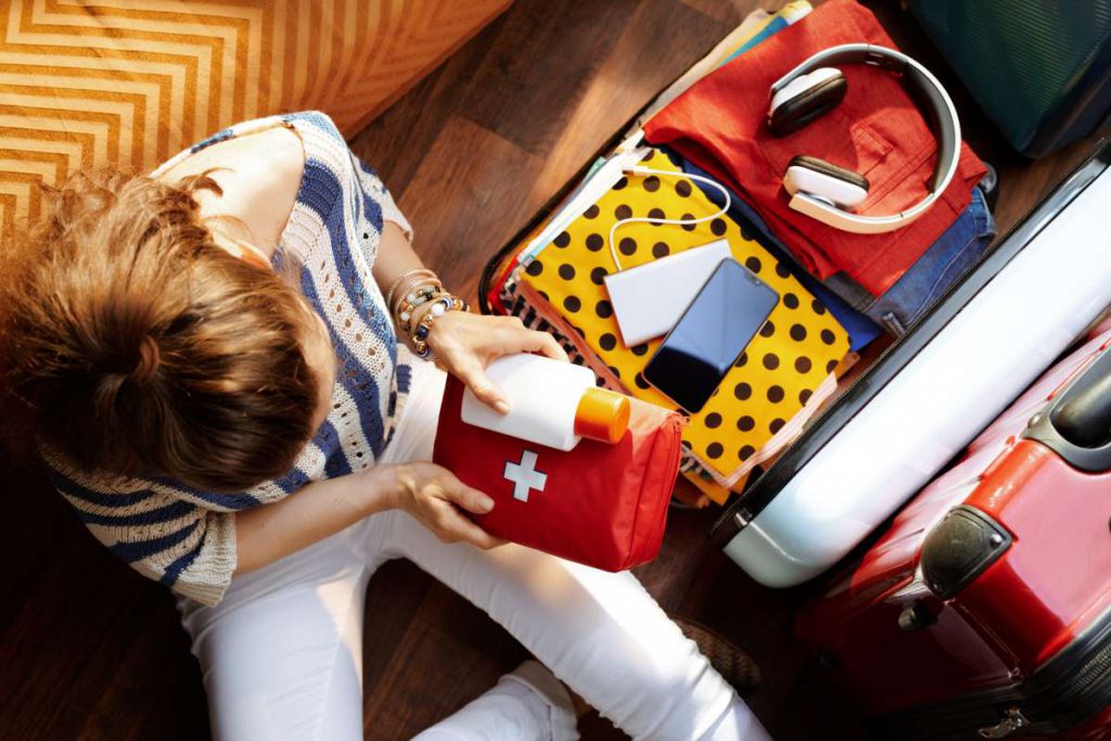  A girl packing up an essentials bag