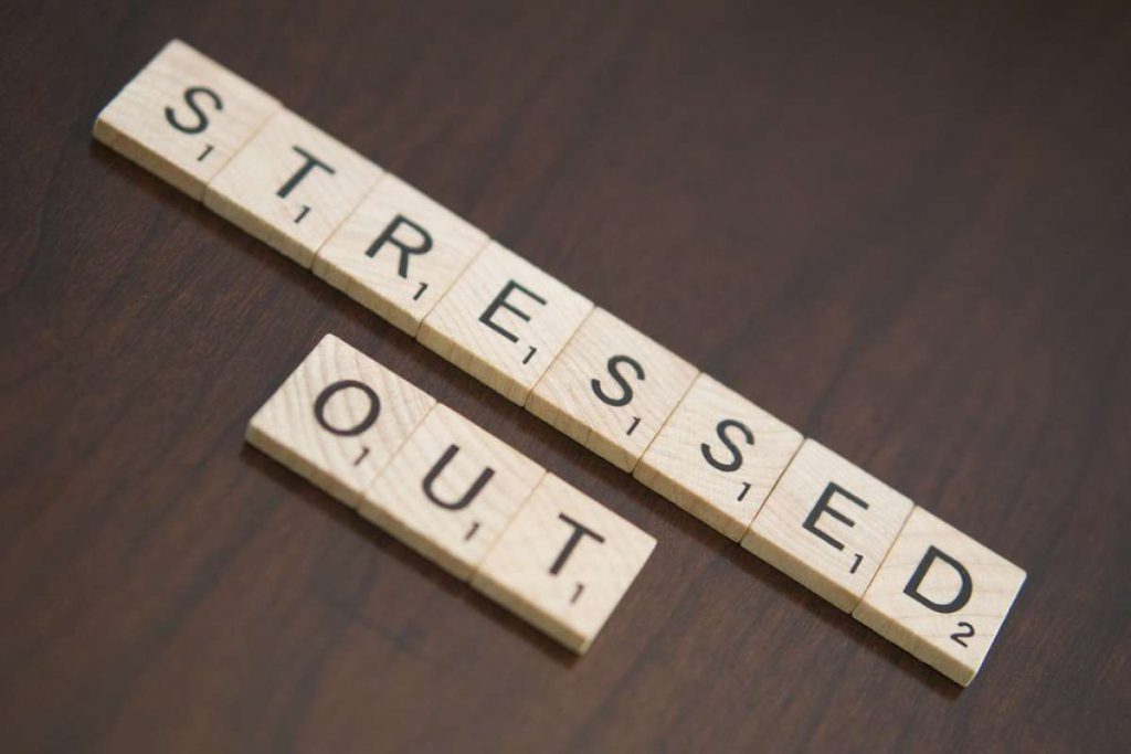 Cubicles spelling out ''stressed out''
