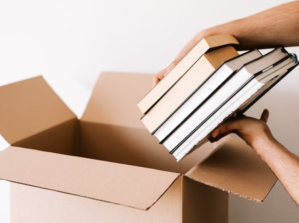 Packing a book inside a box