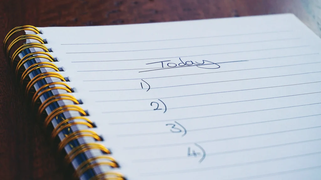 notebook showing a to-do list
