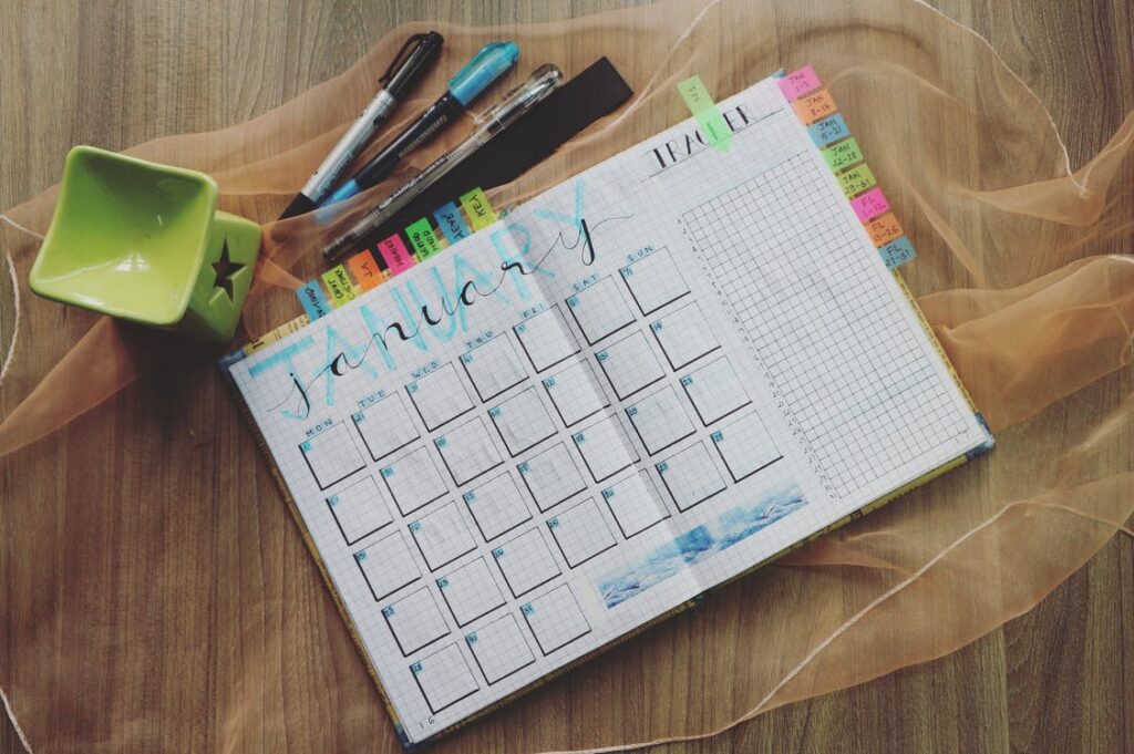 planner on desk