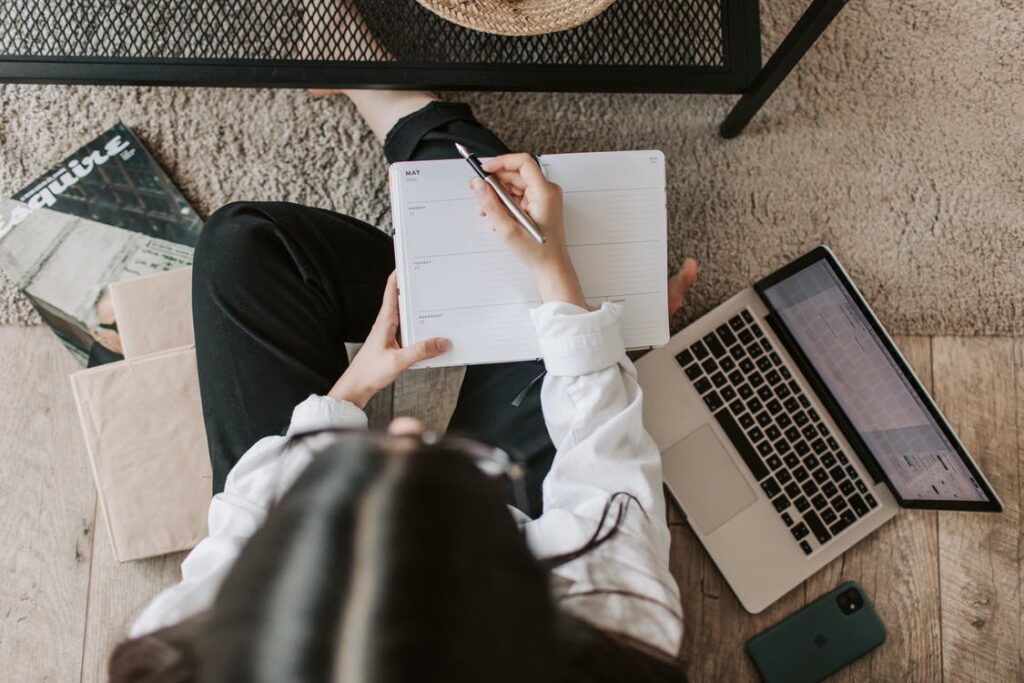 Woman making a moving plan 